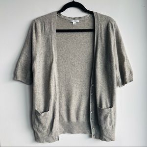 Garnet Hill 100% Cashmere Grey Cardigan